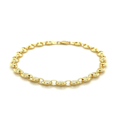 4.7mm 14k Yellow Gold Puffed Mariner Anklet Bids.com