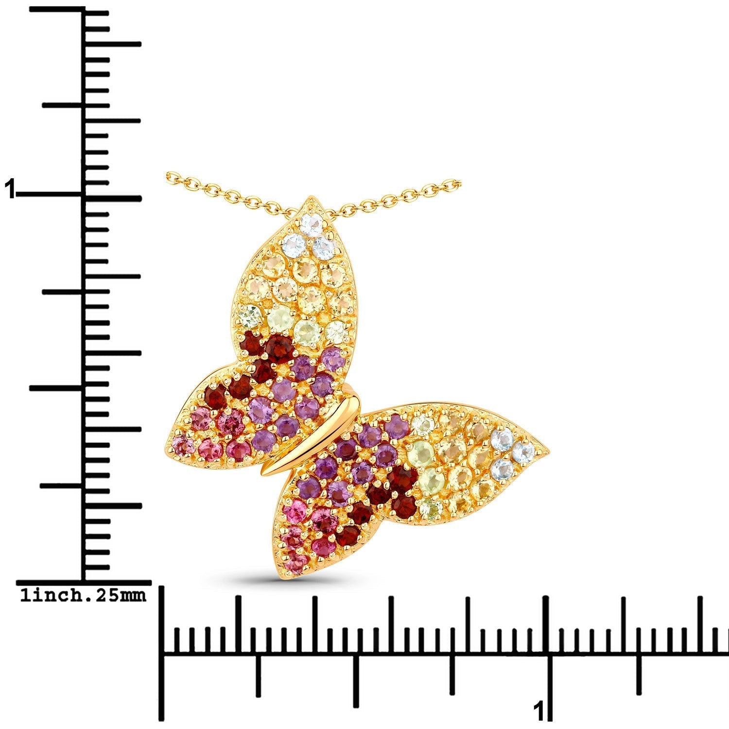 1.62 Carat Genuine Multi Stones .925 Sterling Silver Pendant Bids.com