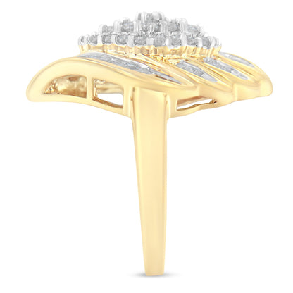 10K Yellow Gold Diamond Cocktail Ring (3/4 Cttw, I-J Color, I2-I3 Clarity) - Size 8 Bids.com