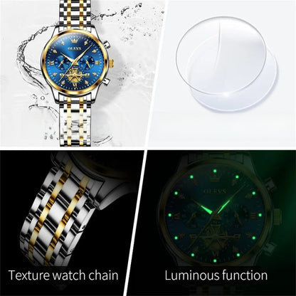 Women's Gold Stainless Steel Multifunction Quartz Watch BandsCo Straps