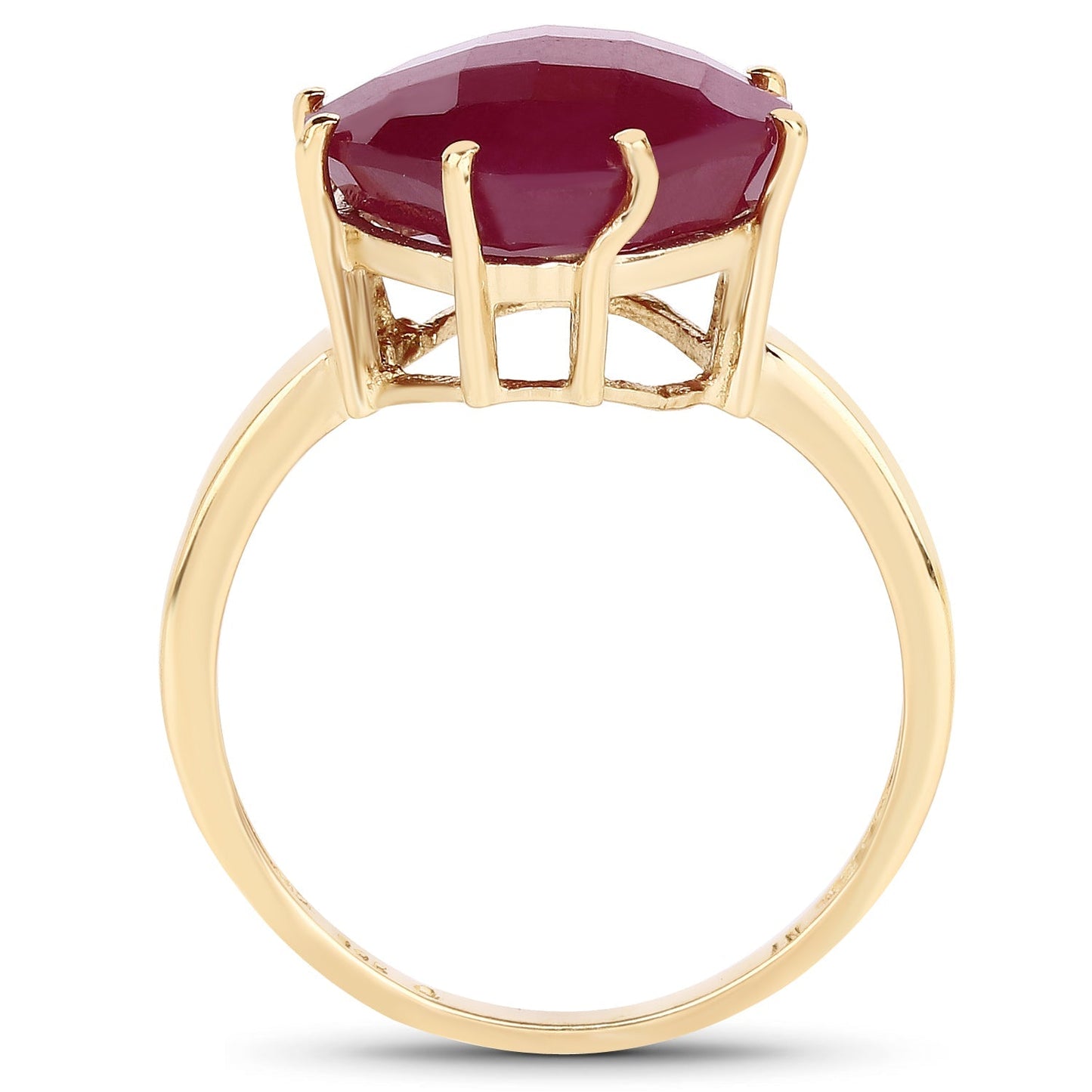 14K Yellow Gold Plated 8.95 Carat Glass Filled Ruby .925 Sterling Silver Ring Bids.com