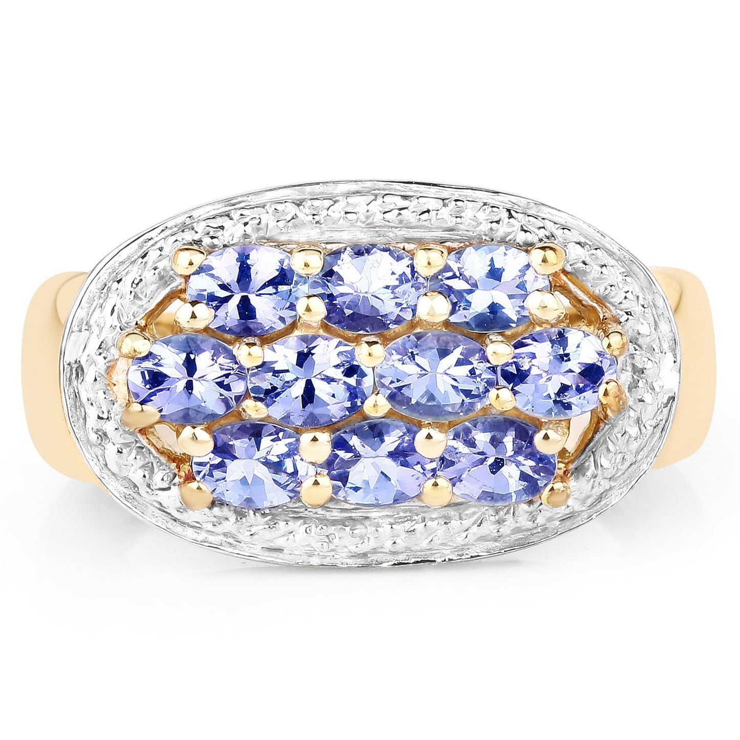 14K Yellow Gold Plated 1.70 Carat Genuine Tanzanite .925 Sterling Silver Ring Bids.com