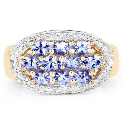 14K Yellow Gold Plated 1.70 Carat Genuine Tanzanite .925 Sterling Silver Ring Bids.com