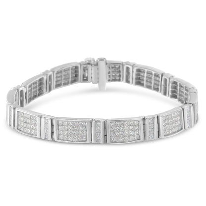 14K White Gold 7.0 Cttw Princess Cut Diamond 7" Alternating Vertical and Horizontal Rectangular Link Tennis Bracelet (H-I Color, SI2-I1 Clarity) Bids.com