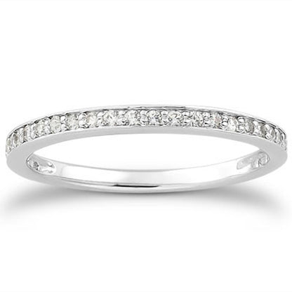 14k White Gold Micro-pave Diamond Wedding Ring Band Set 3/4 Around Bids.com
