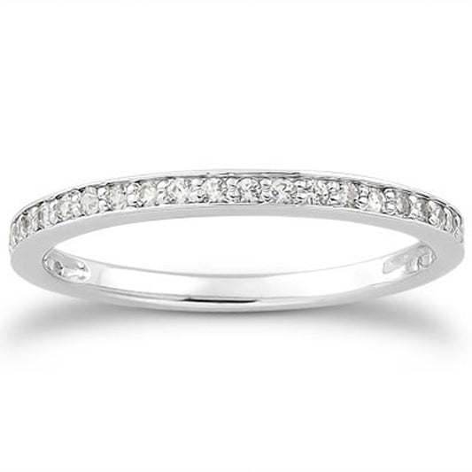 14k White Gold Micro-pave Diamond Wedding Ring Band Set 3/4 Around Bids.com