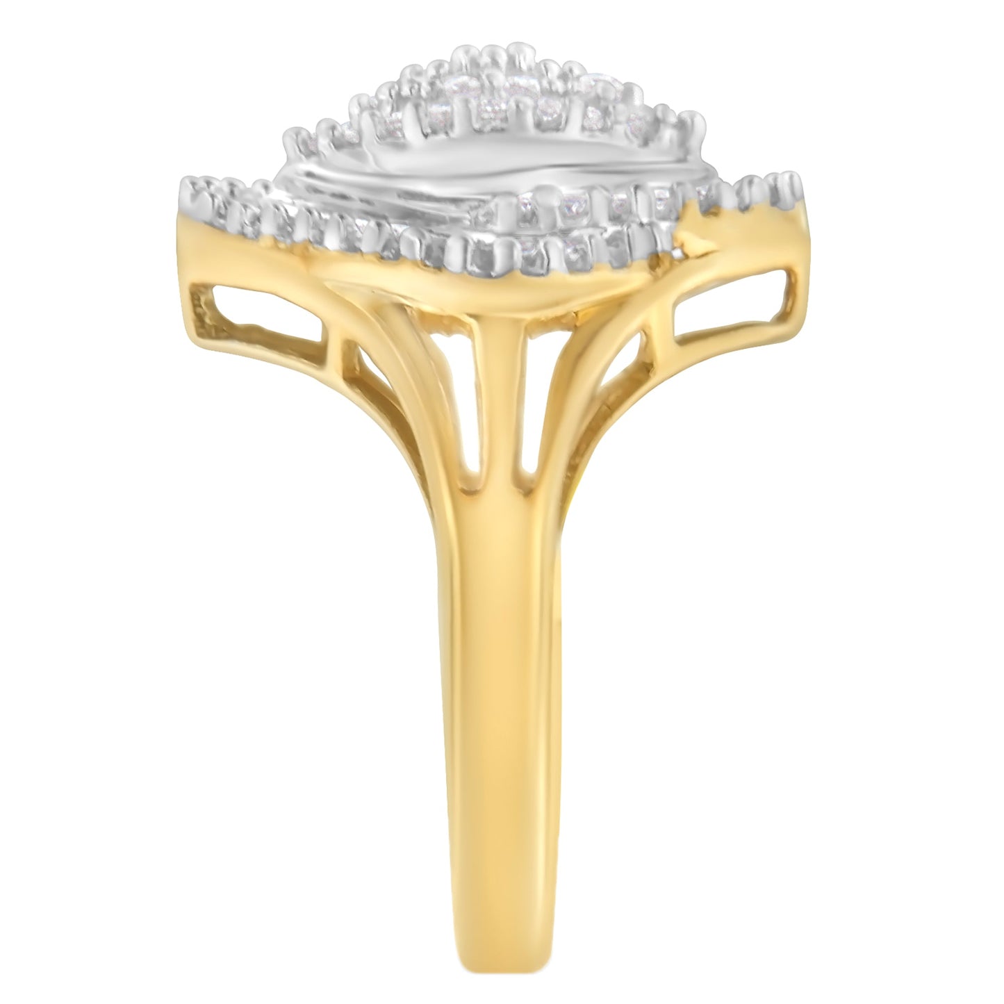 10K Yellow Gold Diamond Cocktail Ring (1/2 Cttw, J-K Color, I2-I3 Clarity) - Size 6-1/2 Bids.com