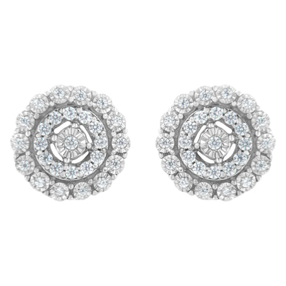 10KT White Gold 1/2 cttw Double Halo Brilliant Round-Cut Diamond Stud Earrings (I-J Clarity, I2-I3 Color) Bids.com