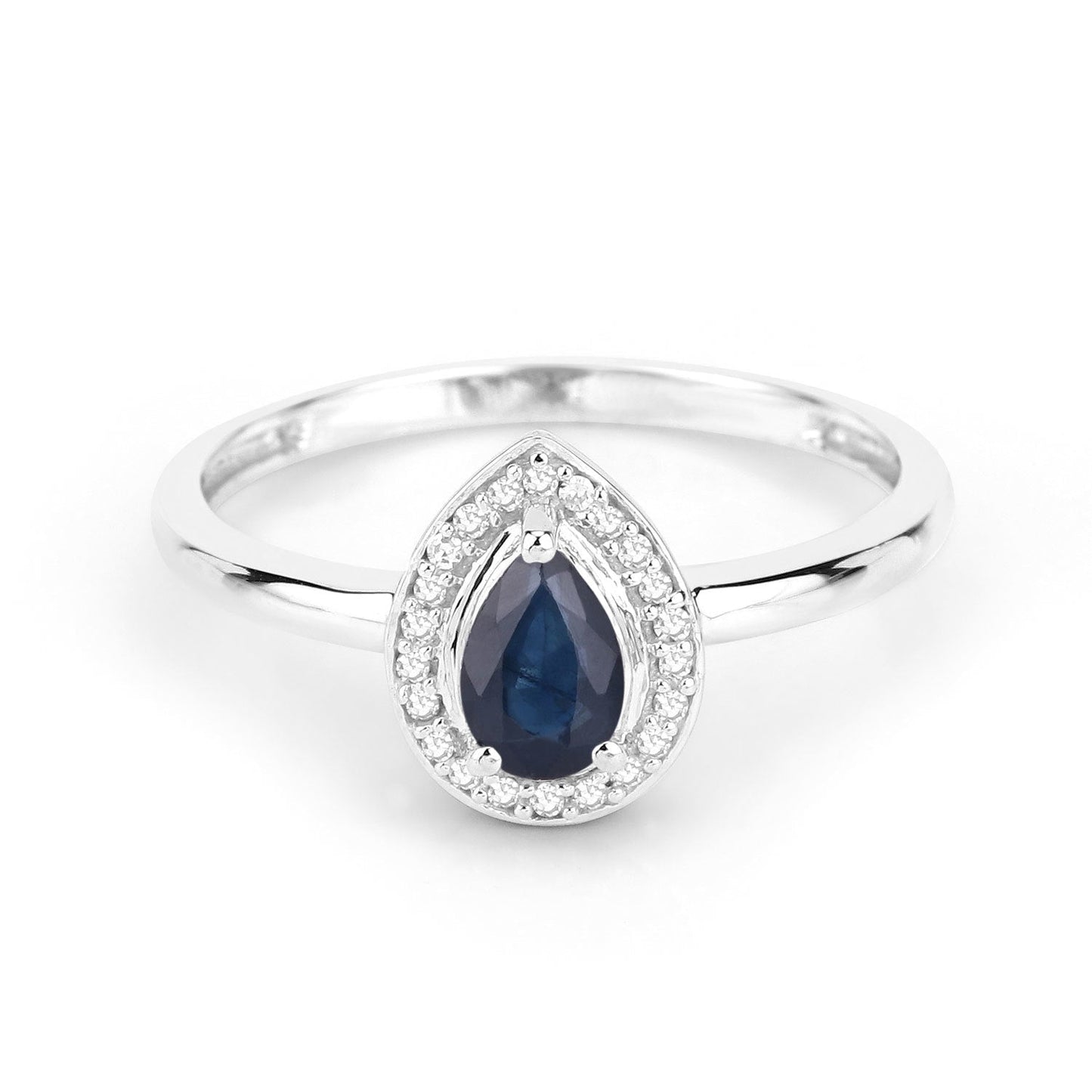 0.48 Carat Genuine Blue Sapphire and White Diamond 14K White Gold Ring Bids.com