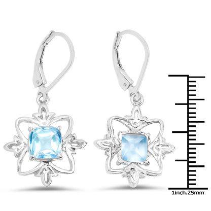 5.30 Carat Genuine Swiss Blue Topaz .925 Sterling Silver Earrings Bids.com