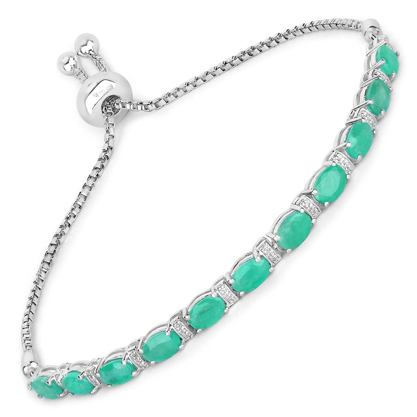 4.98 Carat Genuine Emerald and White Topaz .925 Sterling Silver Bracelet Bids.com