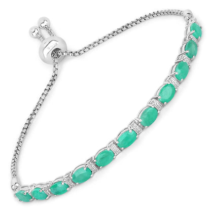 4.98 Carat Genuine Emerald and White Topaz .925 Sterling Silver Bracelet Bids.com