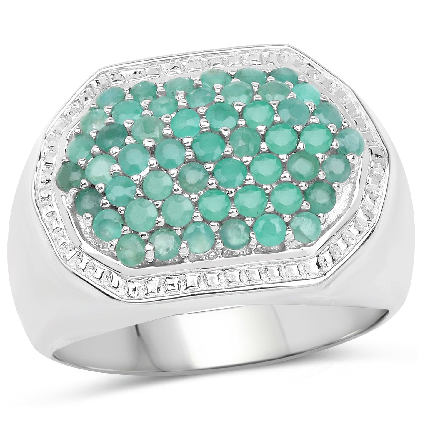 1.43 Carat Genuine Emerald .925 Sterling Silver Ring Bids.com