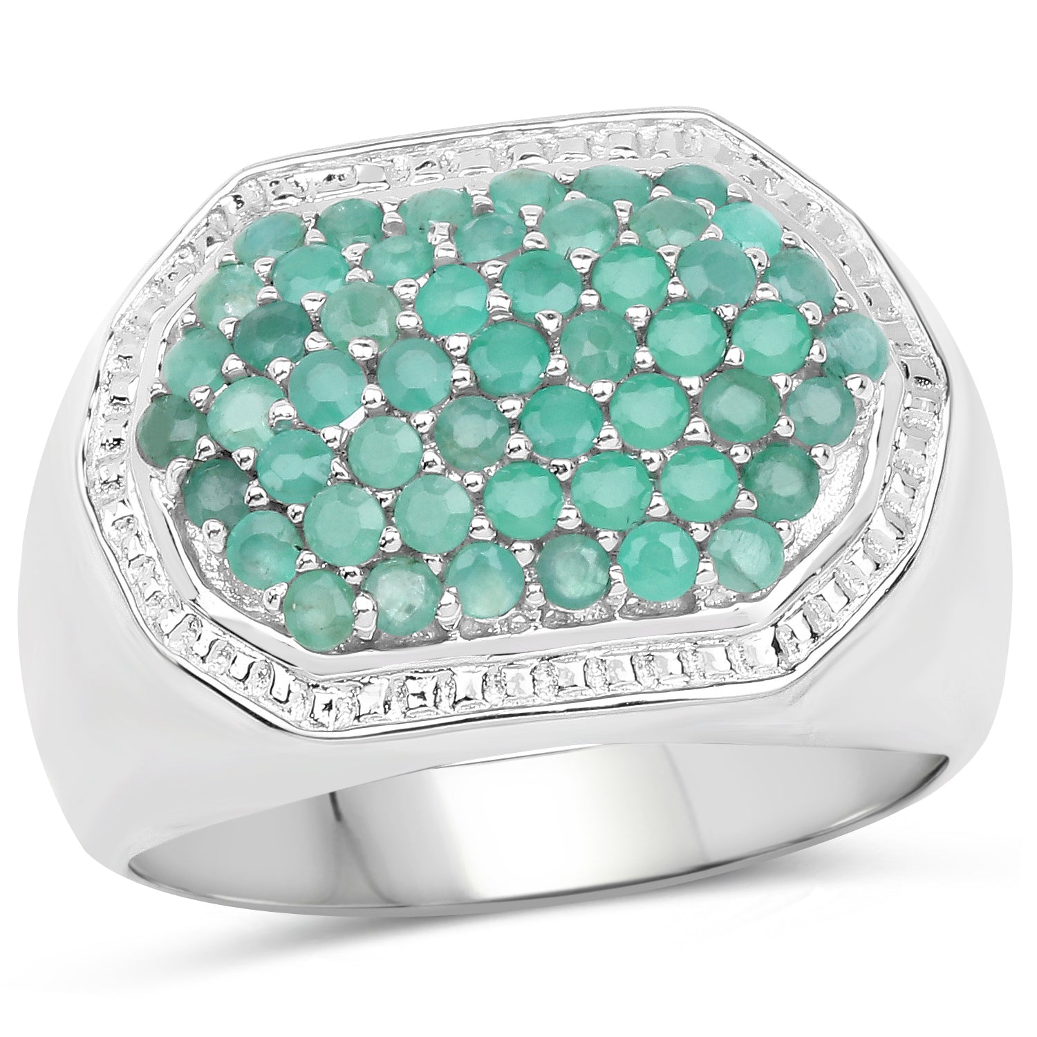 1.43 Carat Genuine Emerald .925 Sterling Silver Ring Bids.com