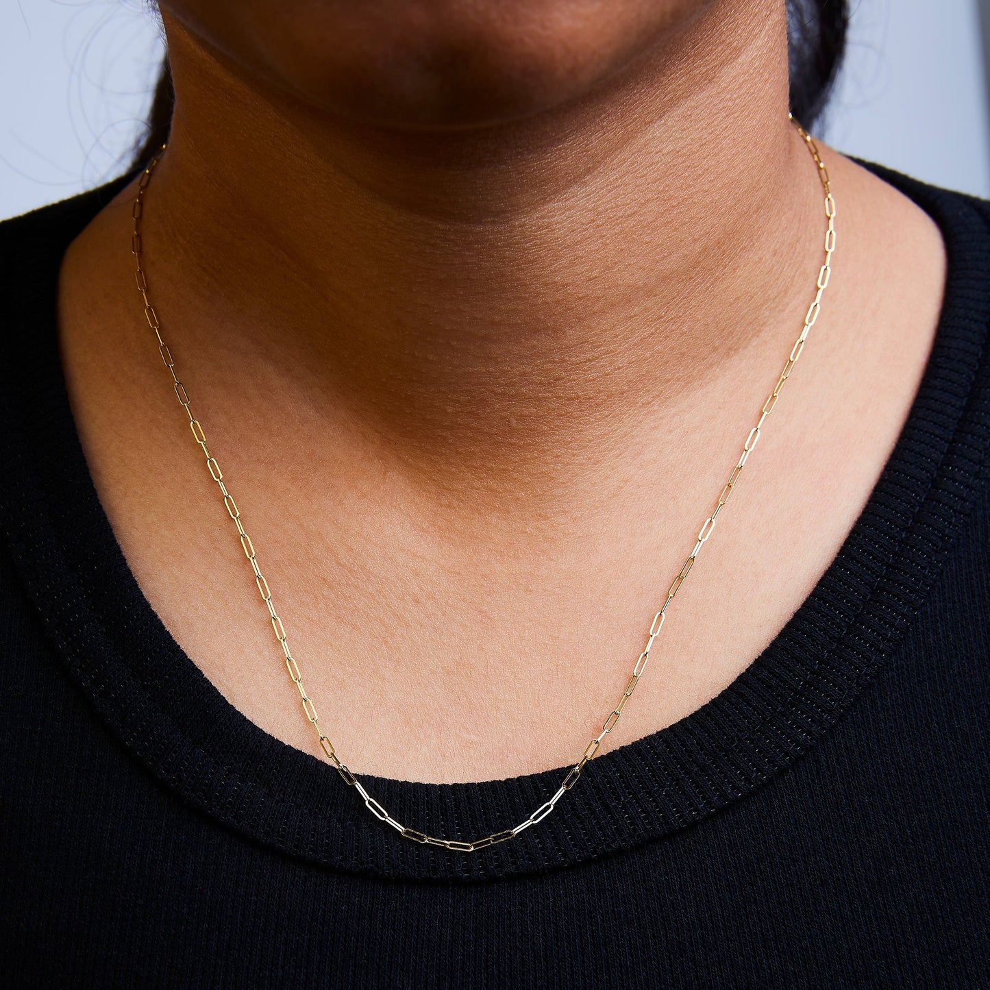 Unisex Solid 14K Yellow Gold 1.5mm Paperclip Chain Necklace - 18 Inches Bids.com