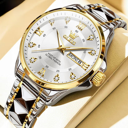 Women's Gold Stainless Steel Slim Luminous Waterproof Watch BandsCo Straps