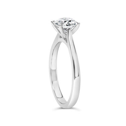14K White Gold 1.0 Cttw Round Lab Grown Diamond Eagle Claw 4-Prong Set Solitaire Engagement Ring (F-G Color, VS2-SI1 Clarity) - Ring Size 7 Bids.com