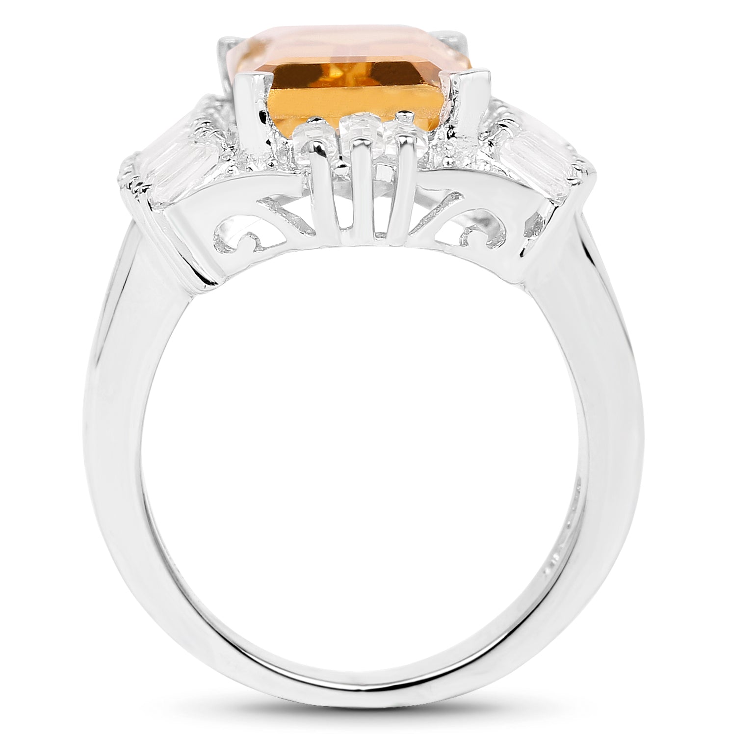 9.13 Carat Genuine Citrine & White Topaz .925 Sterling Silver Ring Bids.com
