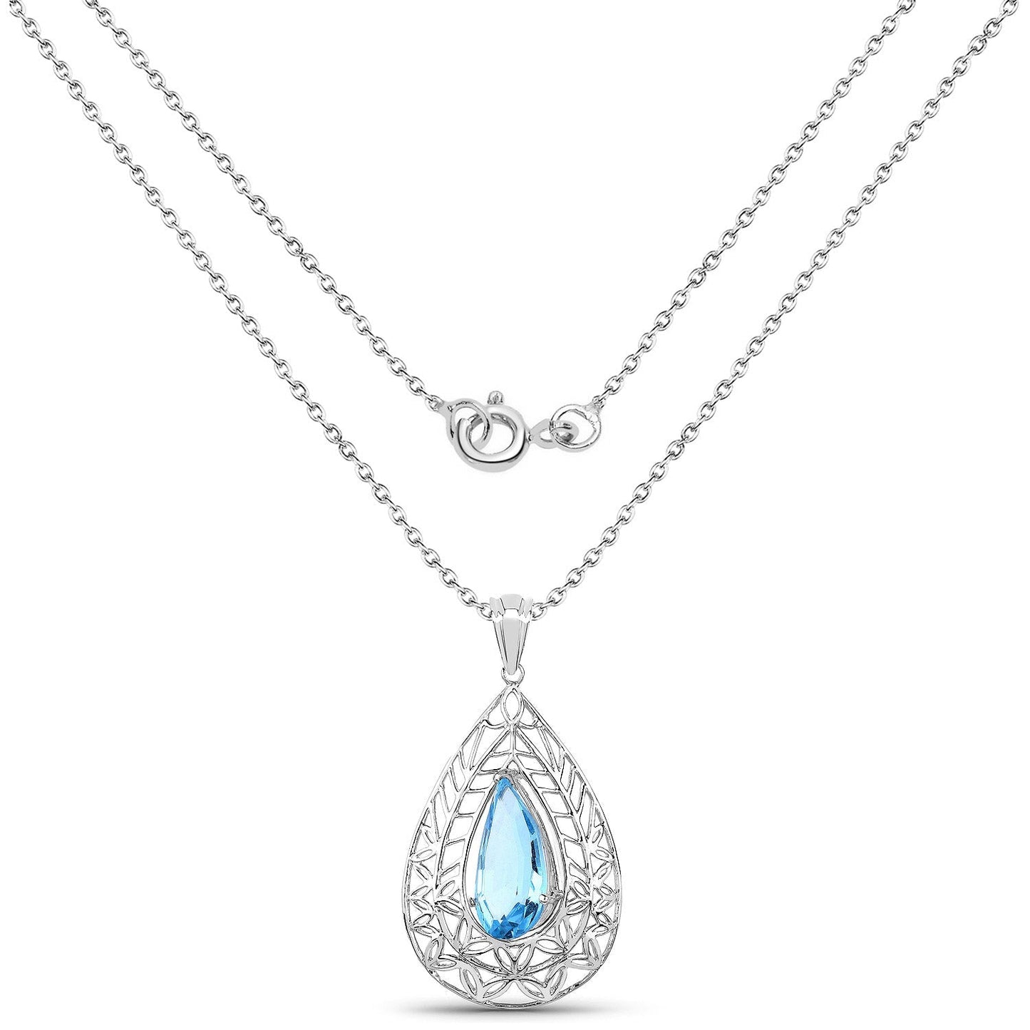 7.20 Carat Genuine Swiss Blue Topaz .925 Sterling Silver Pendant Bids.com