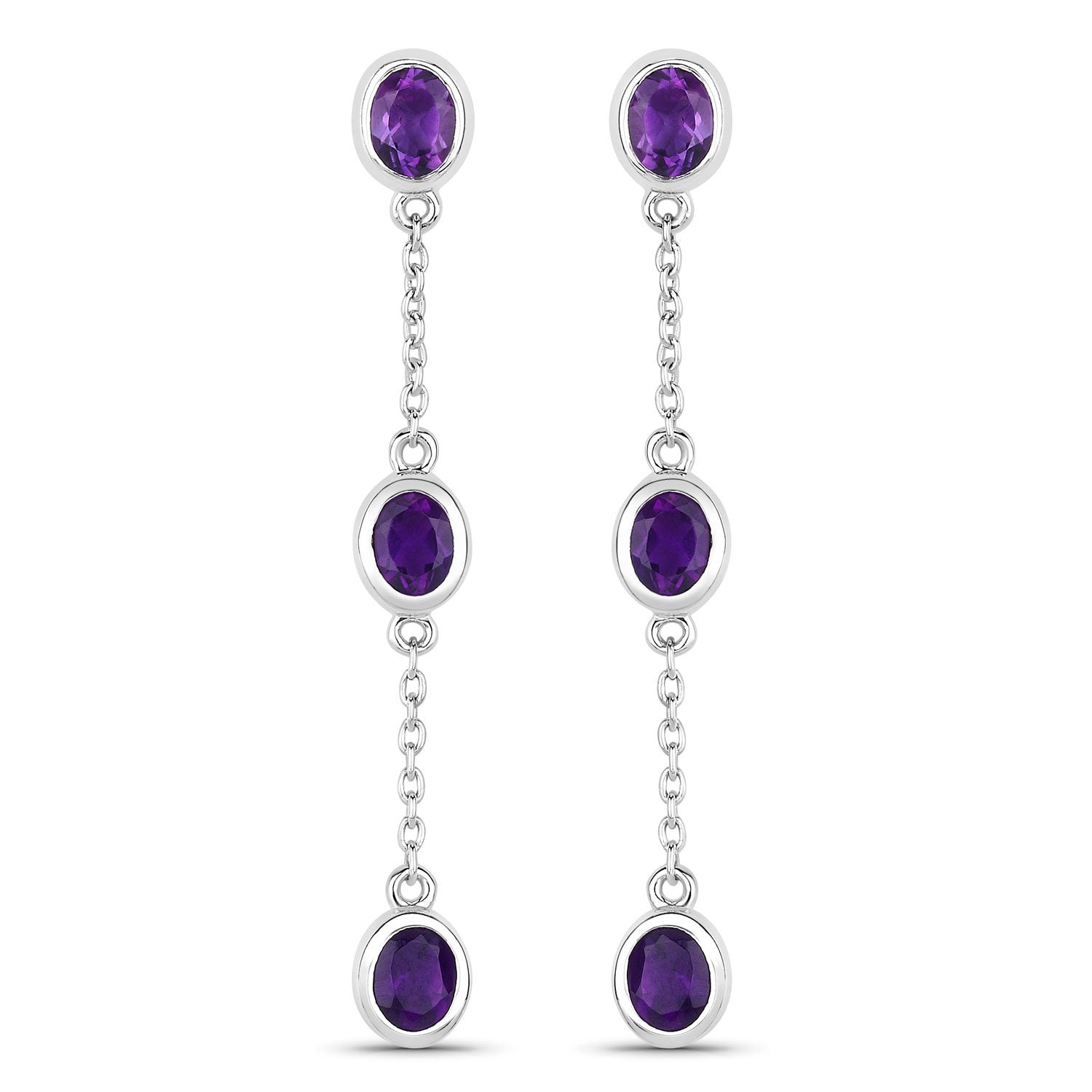 2.04 Carat Genuine Amethyst .925 Sterling Silver Earrings Bids.com