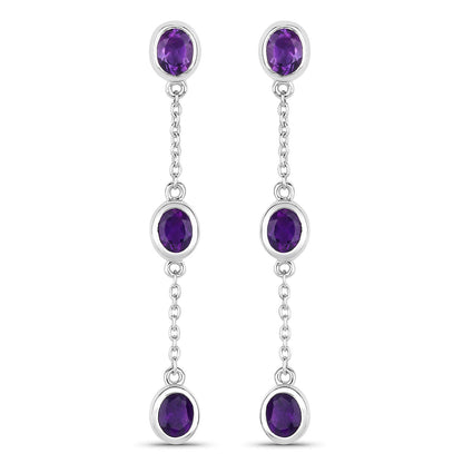 2.04 Carat Genuine Amethyst .925 Sterling Silver Earrings Bids.com