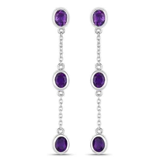 2.04 Carat Genuine Amethyst .925 Sterling Silver Earrings Bids.com