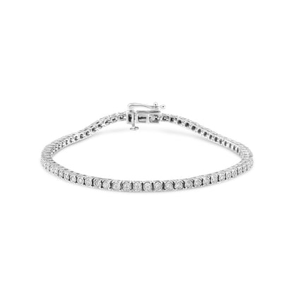 14K White Gold 1.0 Cttw Miracle Set Round-Cut Lab Grown Diamond Illusion Tennis Bracelet (F-G Color, VS2-SI1 Clarity) Size 7" Bids.com