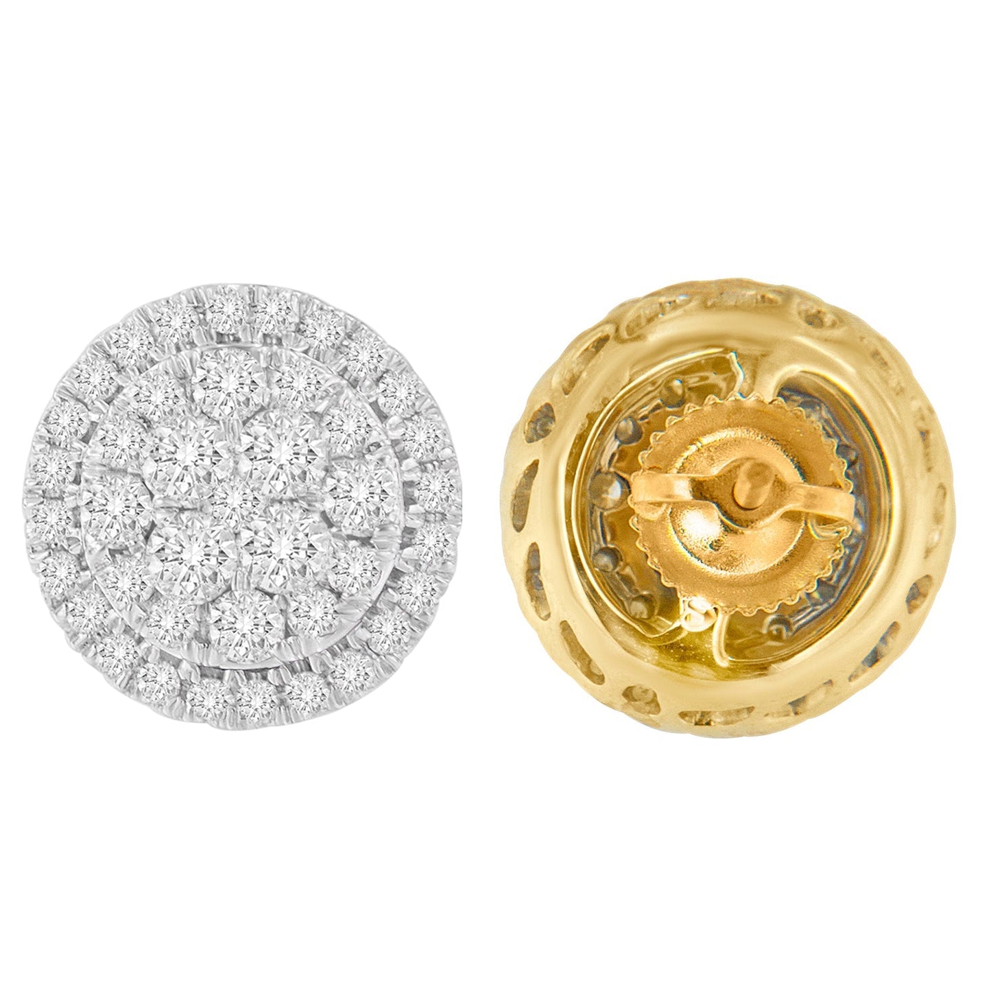 10K Yellow Gold Round Cut Diamond Earrings (1.5 cttw, H-I Color, I2-I3 Clarity) Bids.com