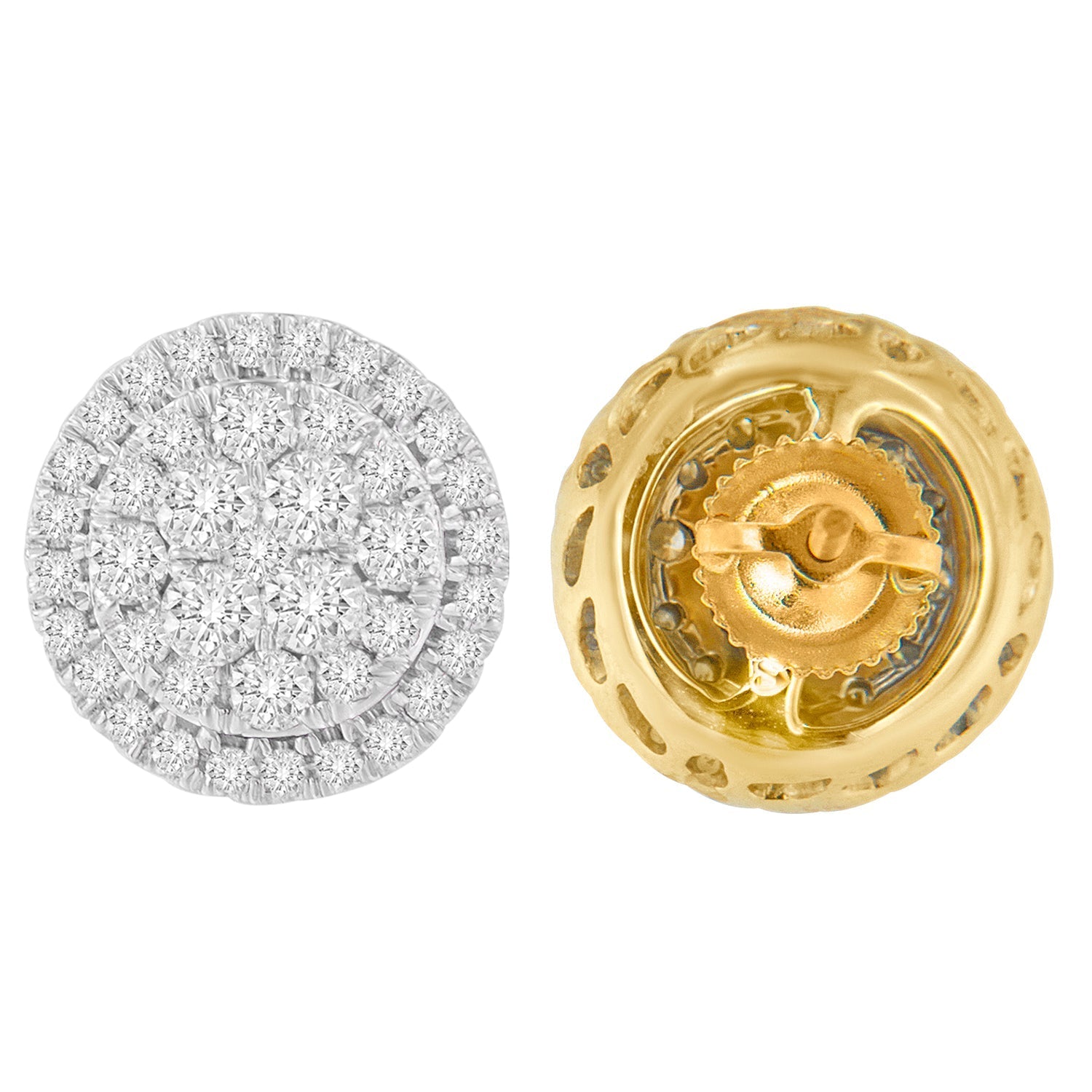 10K Yellow Gold Round Cut Diamond Earrings (1.5 cttw, H-I Color, I2-I3 Clarity) Bids.com