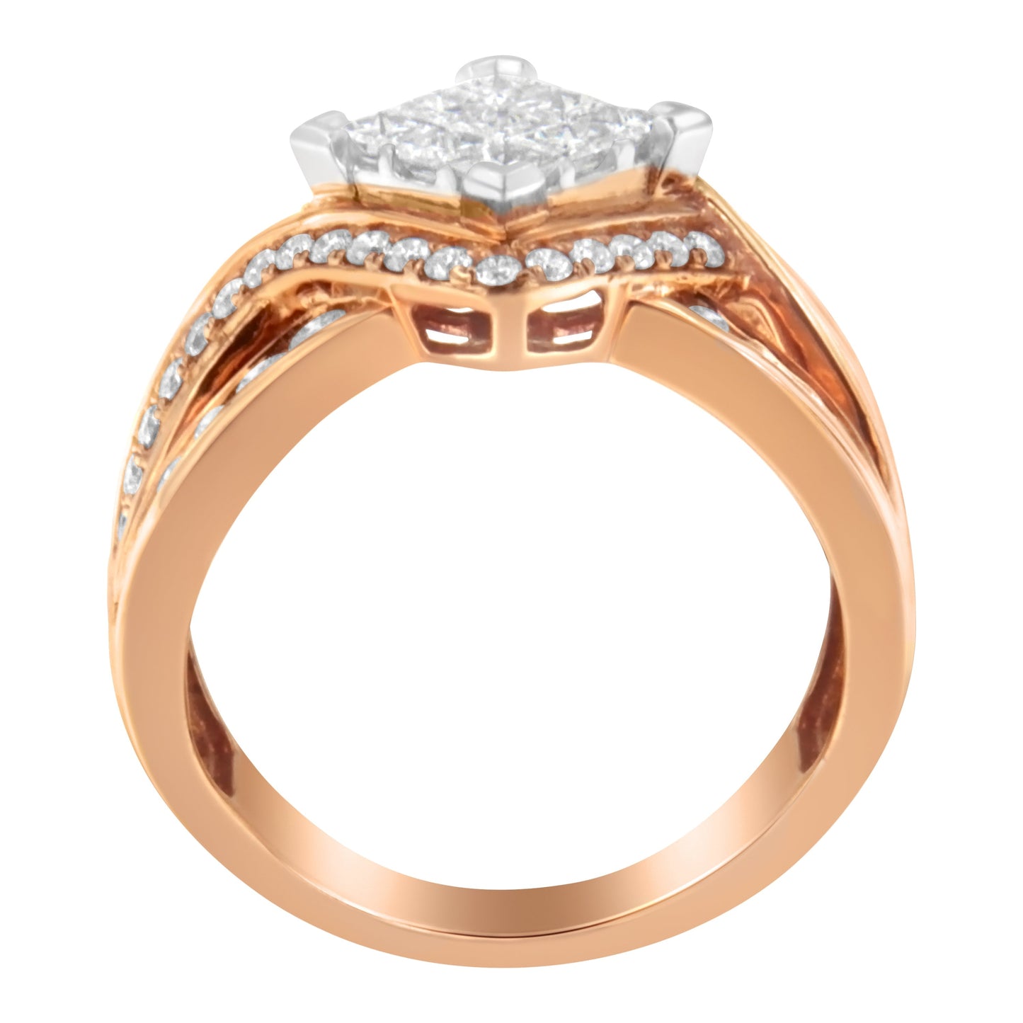 Two-Tone 10KT Gold Diamond Bypass Cocktail Ring (1 1/2 cttw, H-I Color, I1-I2 Clarity) Bids.com