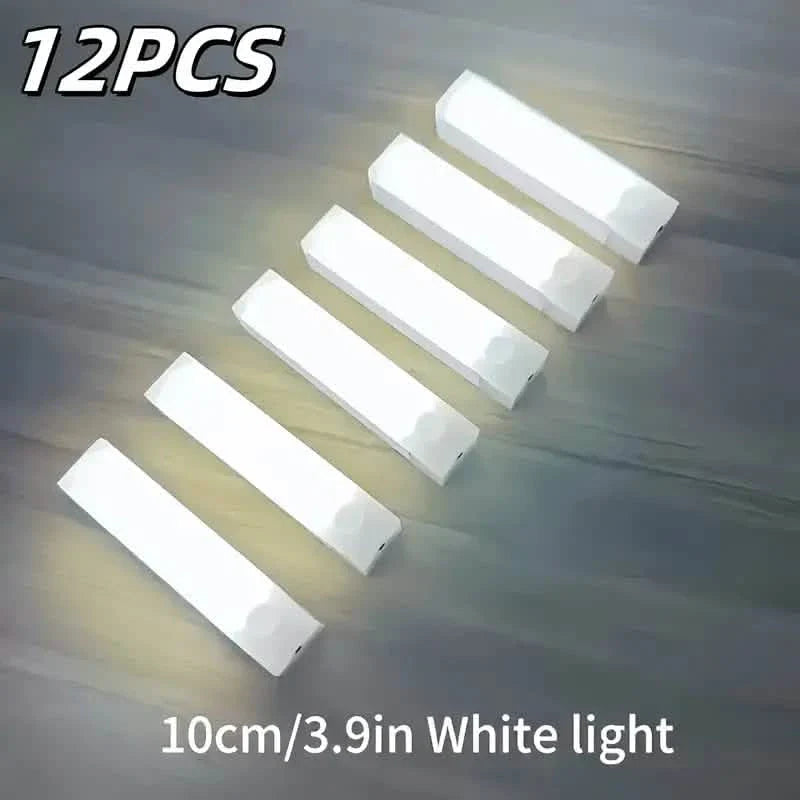 12-Pack: White LED Motion Sensor Cabinet Lights – Magnetic, USB Rechargeable, Detachable for Indoor Use DailySale
