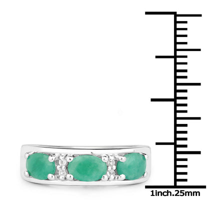 1.38 Carat Genuine Emerald and White Topaz .925 Sterling Silver Ring Bids.com