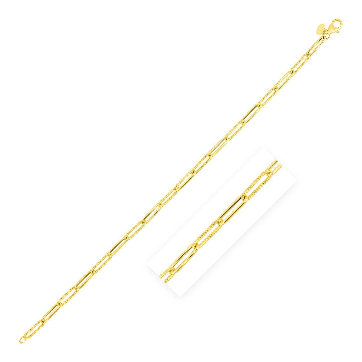 14k Yellow Gold Textured Paperclip Chain (3.5mm) Bids.com