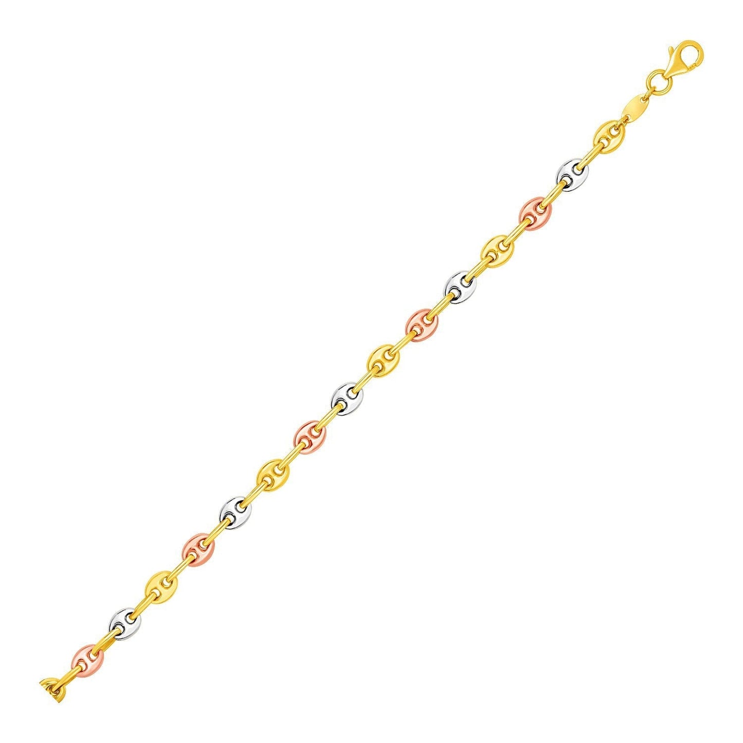 14k Tri Color Gold Mariner Link Bracelet Bids.com