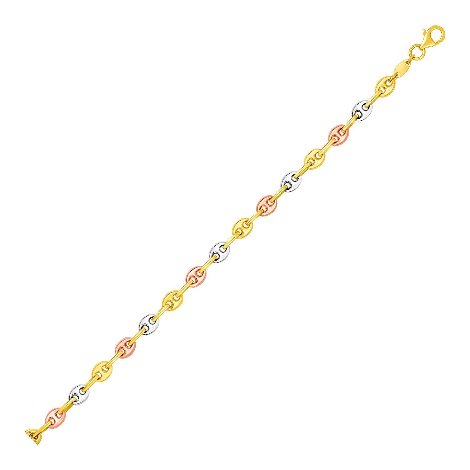 14k Tri Color Gold Mariner Link Bracelet Bids.com