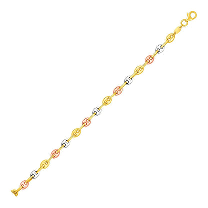 14k Tri Color Gold Mariner Link Bracelet Bids.com