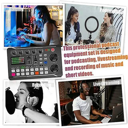 F998 Live Sound Card Audio Mixer Podcast Audio Interface with DJ Mixer Effects DailySale