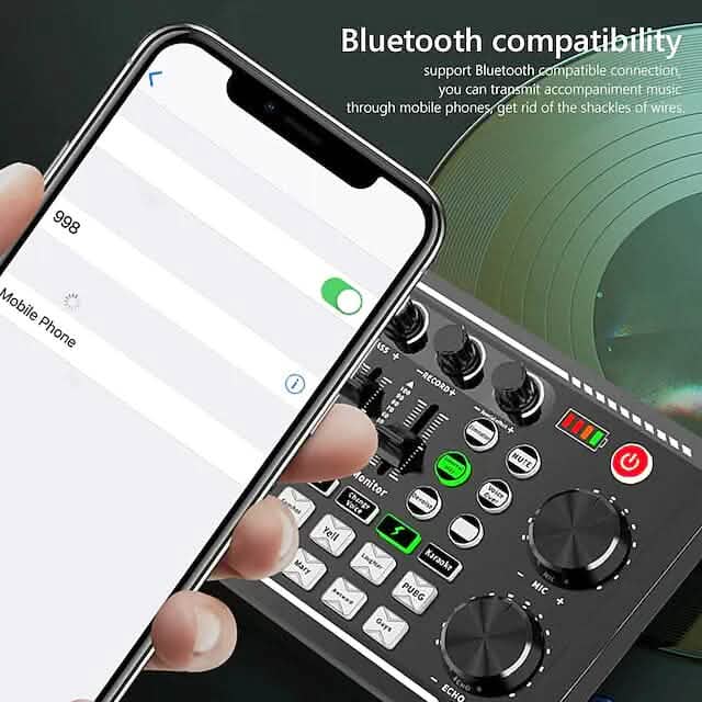 F998 Live Sound Card Audio Mixer Podcast Audio Interface with DJ Mixer Effects DailySale