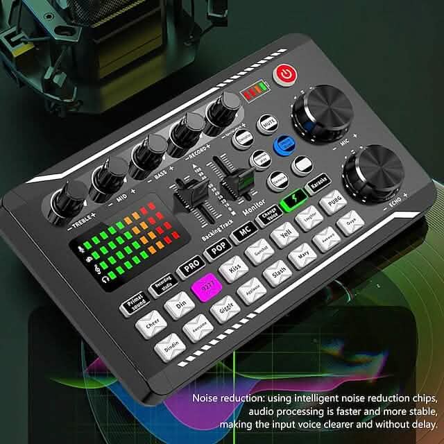 F998 Live Sound Card Audio Mixer Podcast Audio Interface with DJ Mixer Effects DailySale