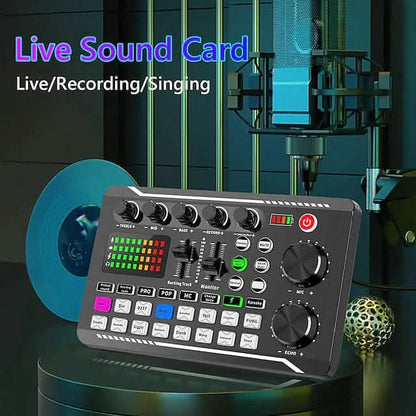 F998 Live Sound Card Audio Mixer Podcast Audio Interface with DJ Mixer Effects DailySale
