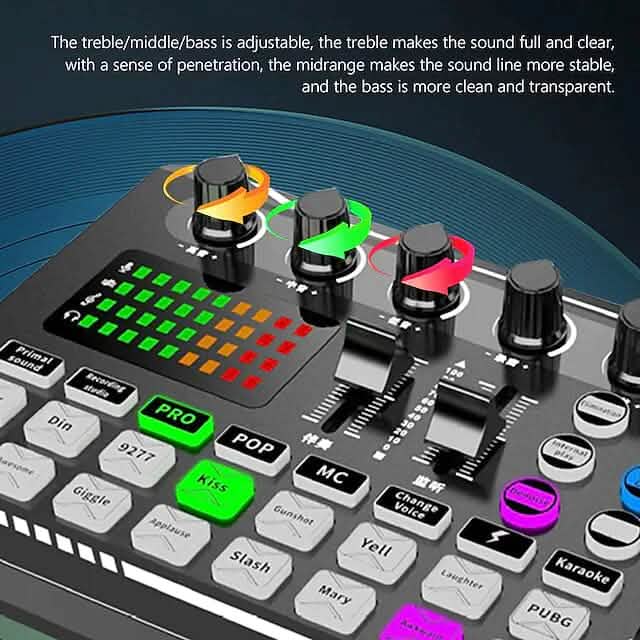 F998 Live Sound Card Audio Mixer Podcast Audio Interface with DJ Mixer Effects DailySale