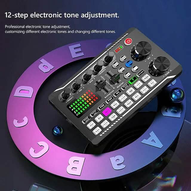 F998 Live Sound Card Audio Mixer Podcast Audio Interface with DJ Mixer Effects DailySale