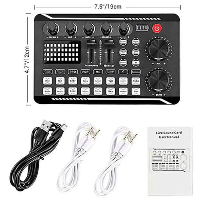 F998 Live Sound Card Audio Mixer Podcast Audio Interface with DJ Mixer Effects DailySale
