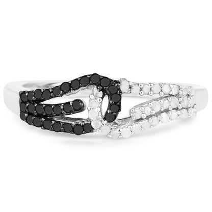 0.33 Carat Genuine White Diamond and Black Diamond .925 Sterling Silver Ring Bids.com