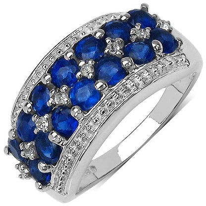 2.00 Carat Genuine Kyanite & White Topaz .925 Sterling Silver Ring Bids.com