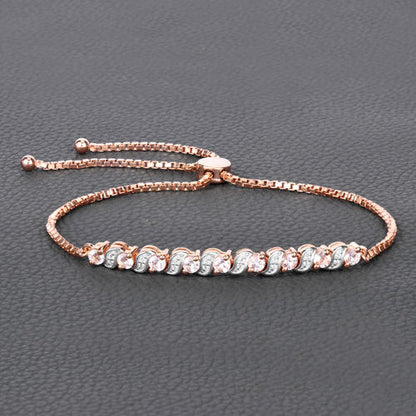 0.89 Carat Genuine Morganite and White Topaz .925 Sterling Silver Bracelet Bids.com