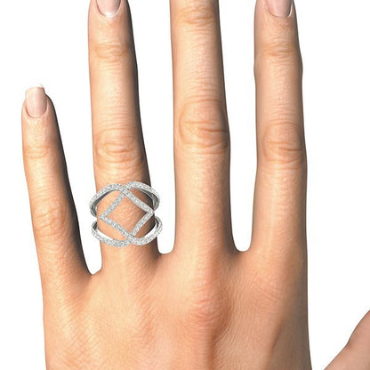 14k White Gold Entwined Design Diamond Dual Band Ring (3/4 cttw) Bids.com