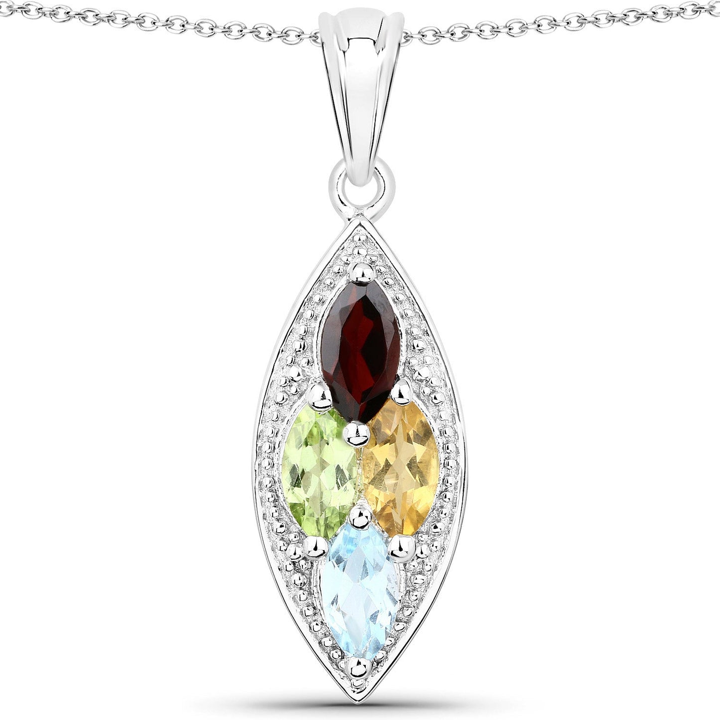 2.35 Carat Genuine Multi Stones .925 Sterling Silver Pendant Bids.com