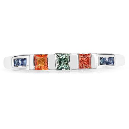 0.68 Carat Genuine Multi Sapphire .925 Sterling Silver Ring Bids.com