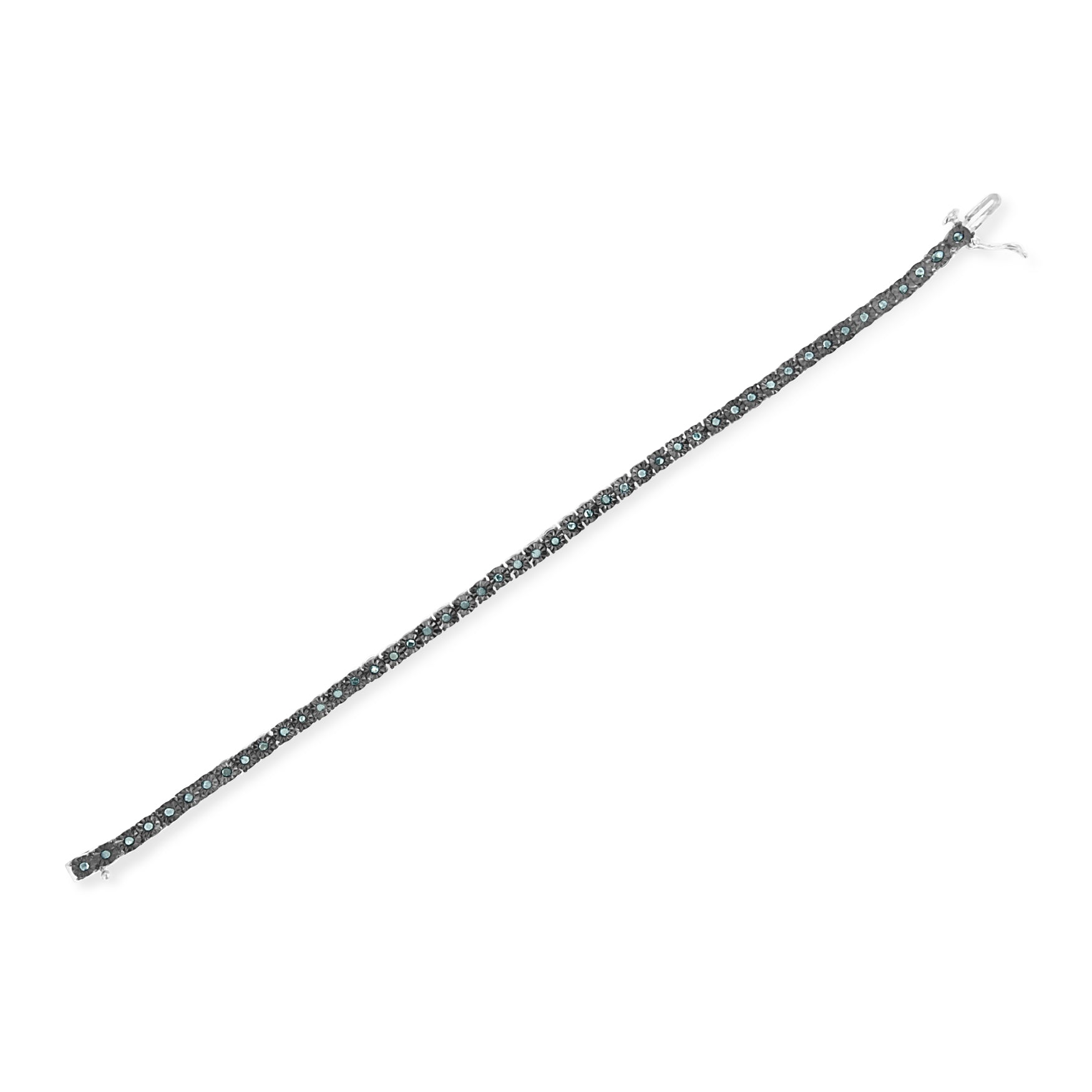 Black Rhodium Plated .925 Sterling Silver 1.0 Cttw Diamond Miracle Tennis Bracelet (Enhanced Blue Color, I3 Clarity) - 7" Bids.com